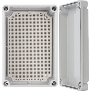 Skrinka ABS 380x280x130  vodotesná s plastovými skrutkami a montážnou doskou