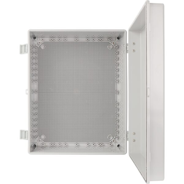Skrinka ABS 500x400x200  vodotesná so závesmi a montážnou doskou