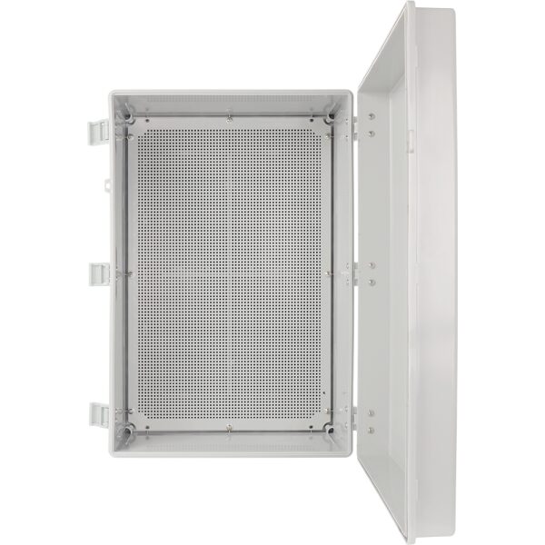 Skrinka ABS 600x400x220  vodotesná so závesmi a montážnou doskou