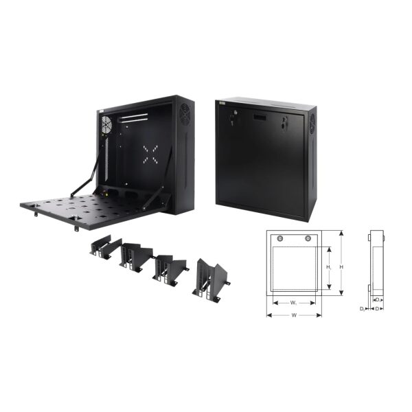 Kód: AWO534 Názov: Skrinka NVR/Monitor/RACK 10”  19” /vertikálny čierny - Image 2