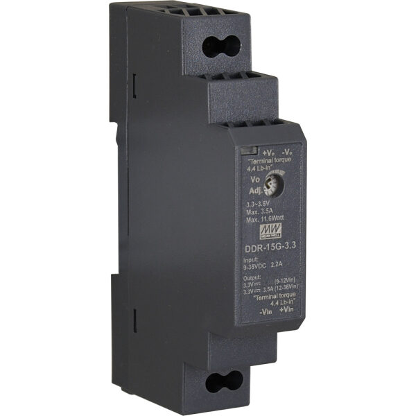 Kód: DDR-15G-3.3 Názov: DDR 3.3V/15W/3.5A DC/DC konvertor na DIN lištu