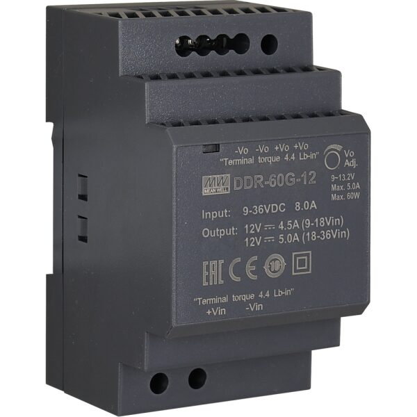DDR 12V/60W/5A DC/DC konvertor na DIN lištu