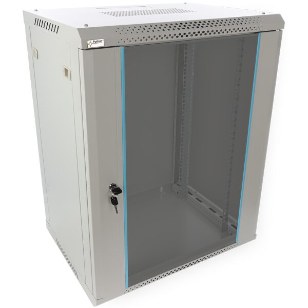 Skrinka RACK 15U / 19” Závesná na zloženie 600x450 šedá