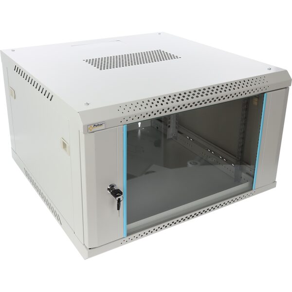Skrinka RACK 6U / 19” Závesná na zloženie 600x600 šedá