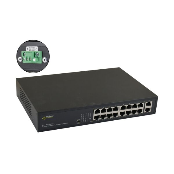 S116WP 16-portový PoE switch pre 16 IP kamery bez napájacieho zdroja