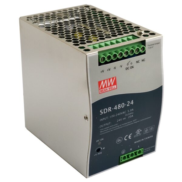 SDR 24V/480W/20A napájací zdroj na DIN lištu