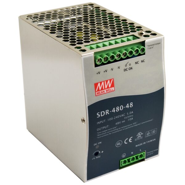 SDR 48V/480W/10A napájací zdroj na DIN lištu