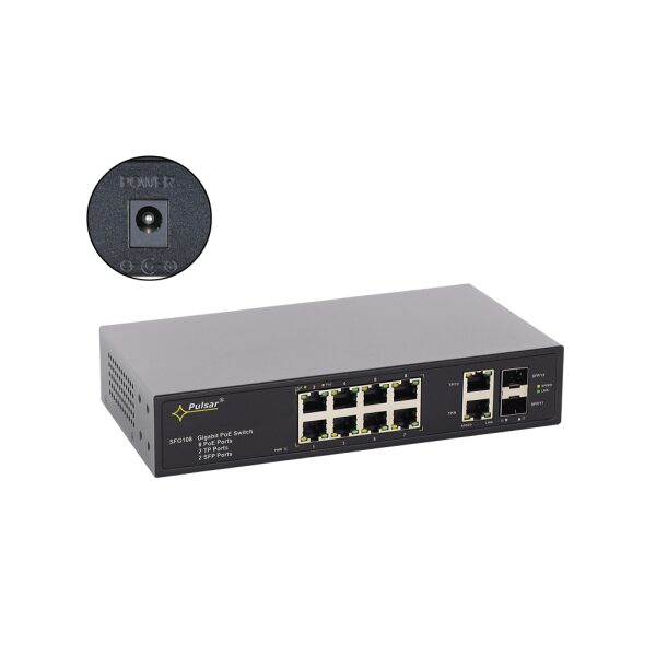 SFG108WP 12-portový PoE switch pre 8 IP kamery bez napájacieho zdroja