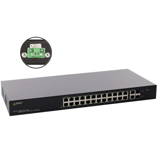 SFG124WP 24-portový PoE switch pre 24 IP kamery bez napájacieho zdroja