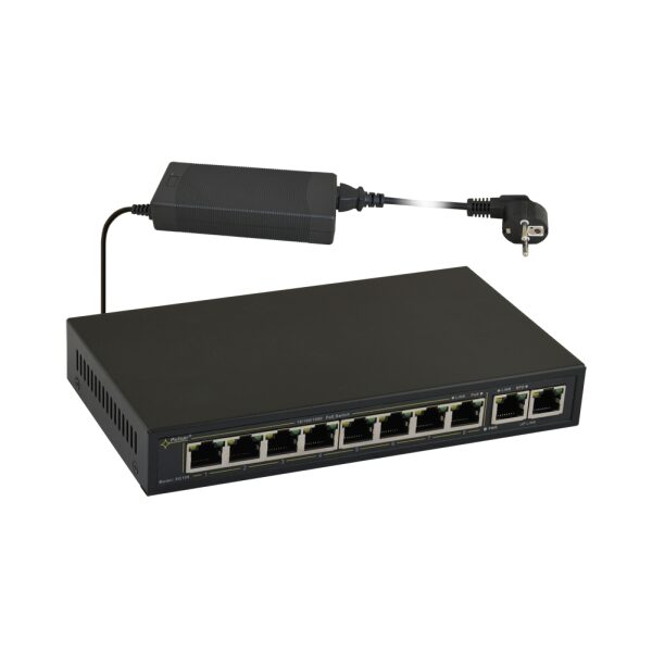 10-portový switch SG108 pre 8 kamery IP