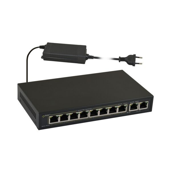 10-portový switch SG108-90W pre 8 kamery IP
