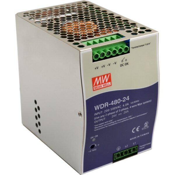 WDR 24V/480W/20A napájací zdroj na DIN lištu
